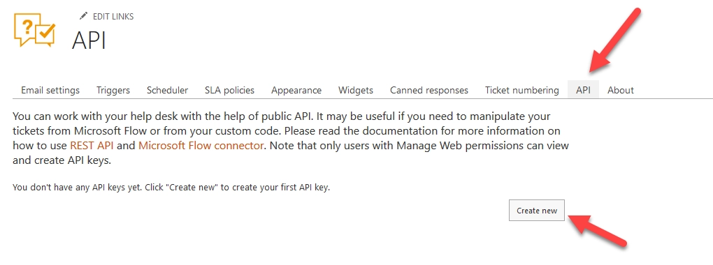 Creating API key