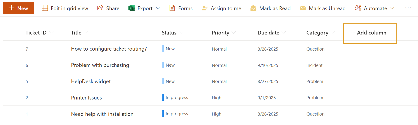Create column
