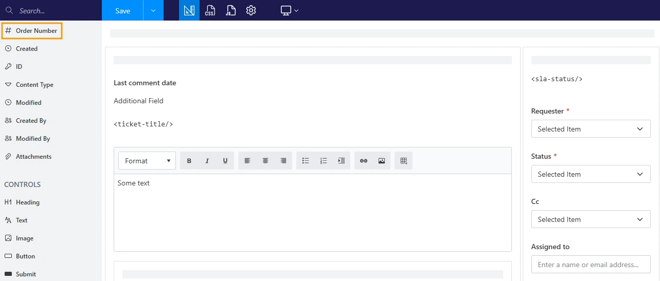 Forms Designer new element