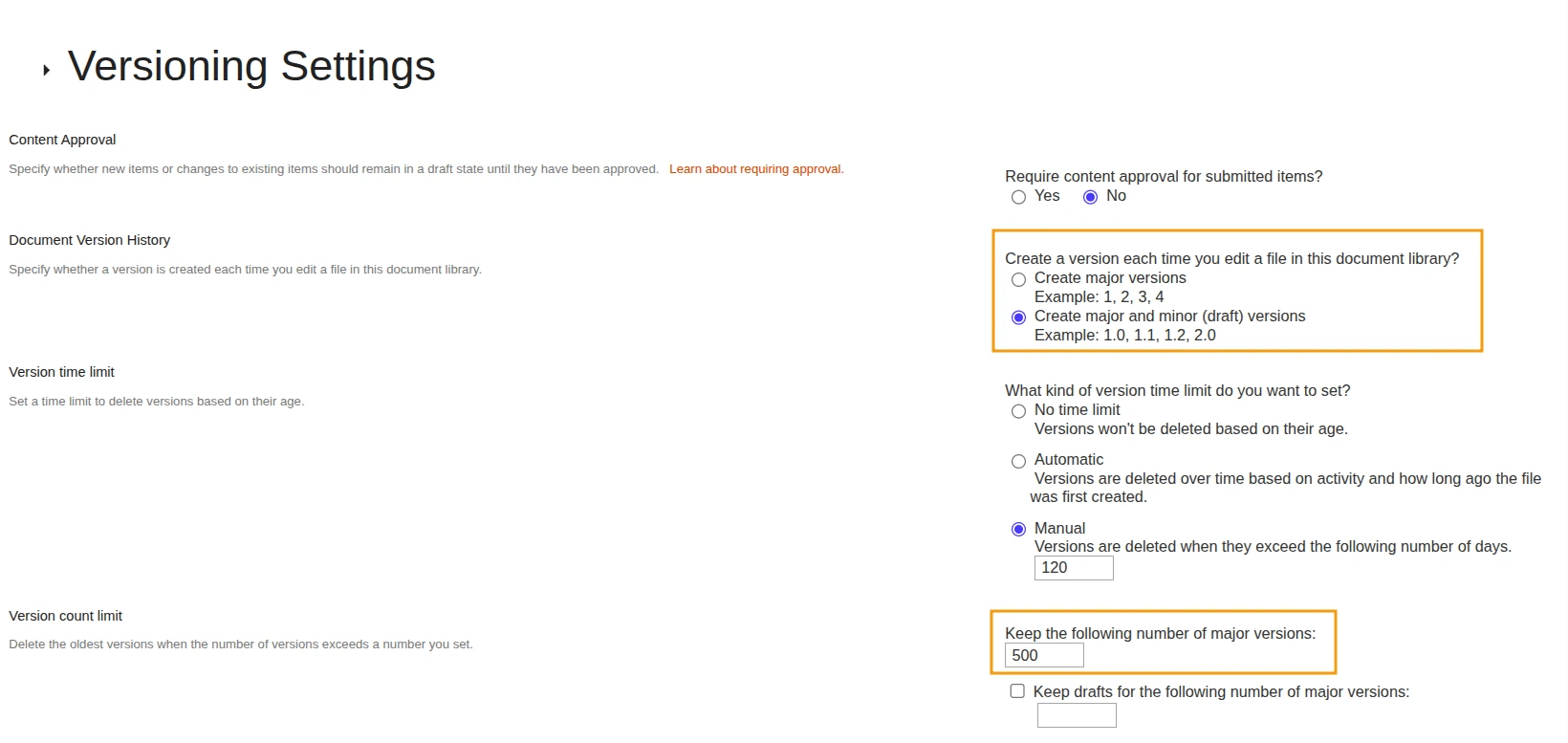 Forms activate versioning