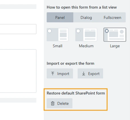 Forms restore default
