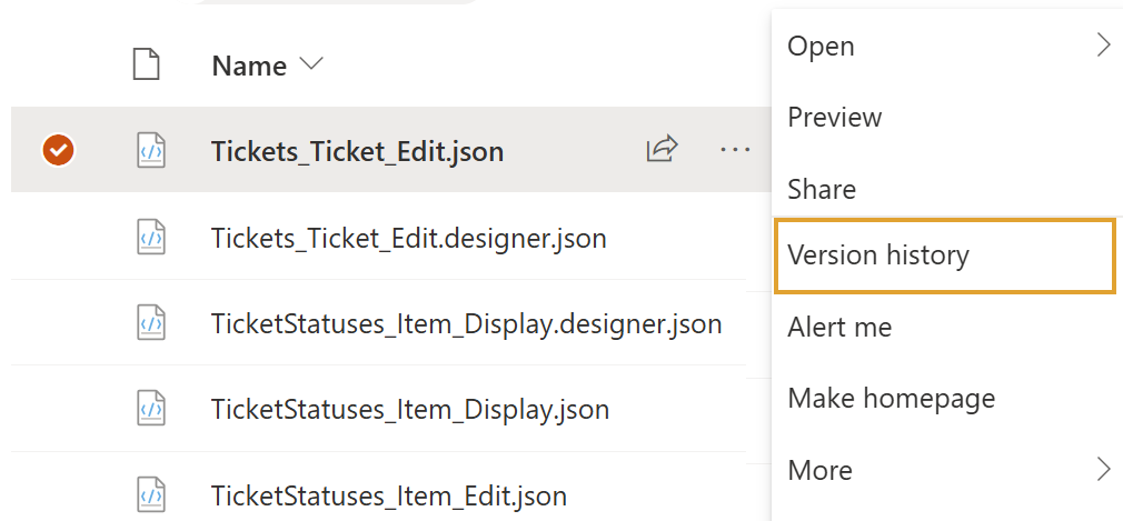 Forms Version history