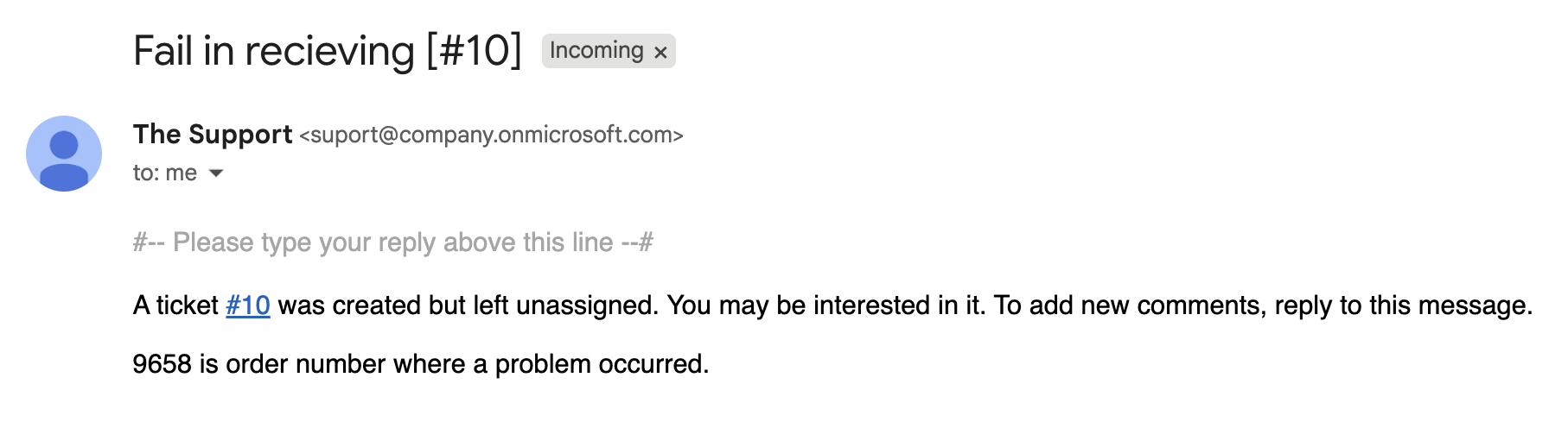 Example of the updated message template