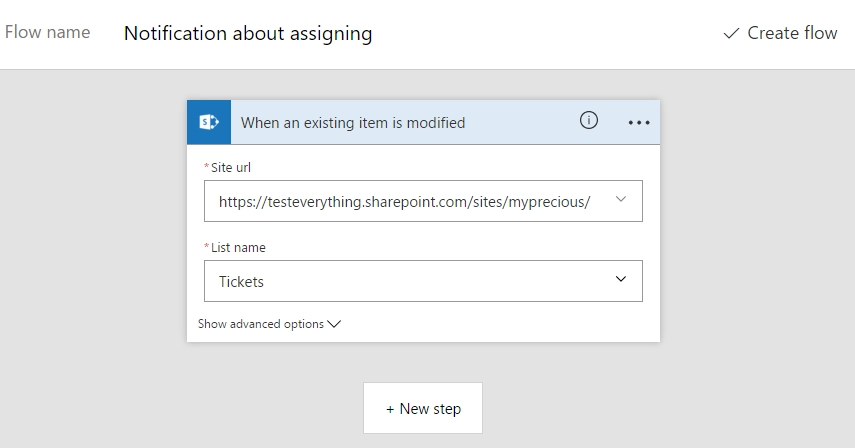 SharePoint action in Flow
