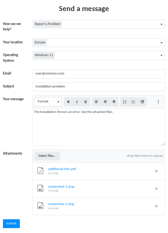 Plumsail form to create a ticket