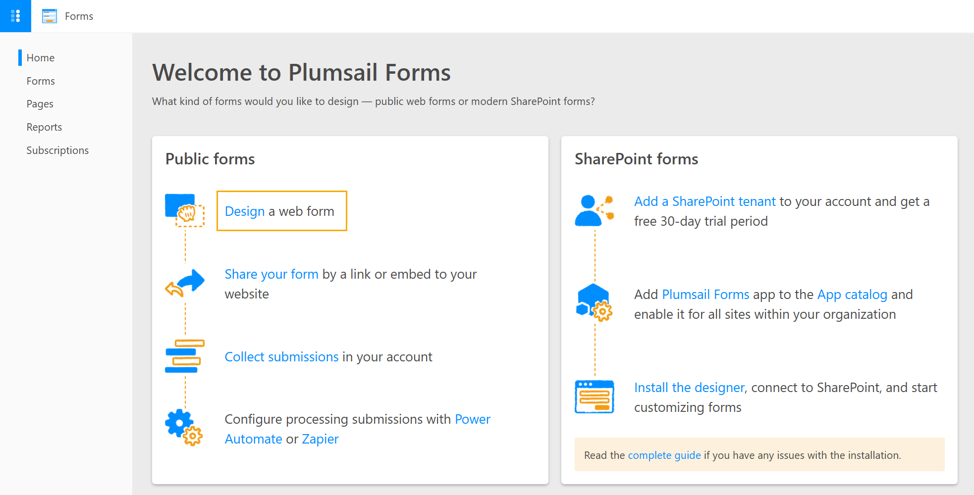 Forms account