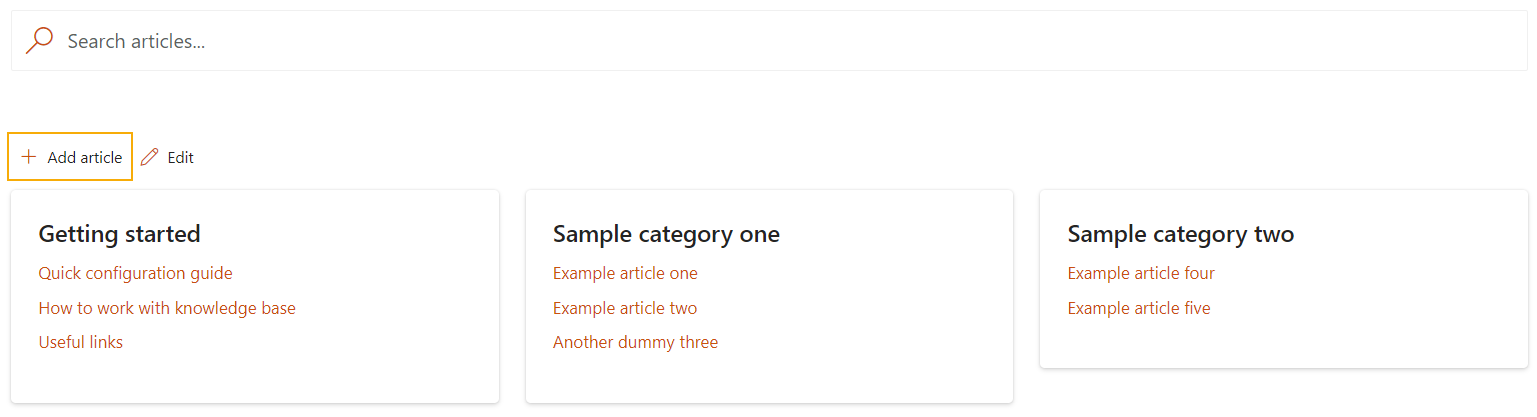 Knowledge base add article