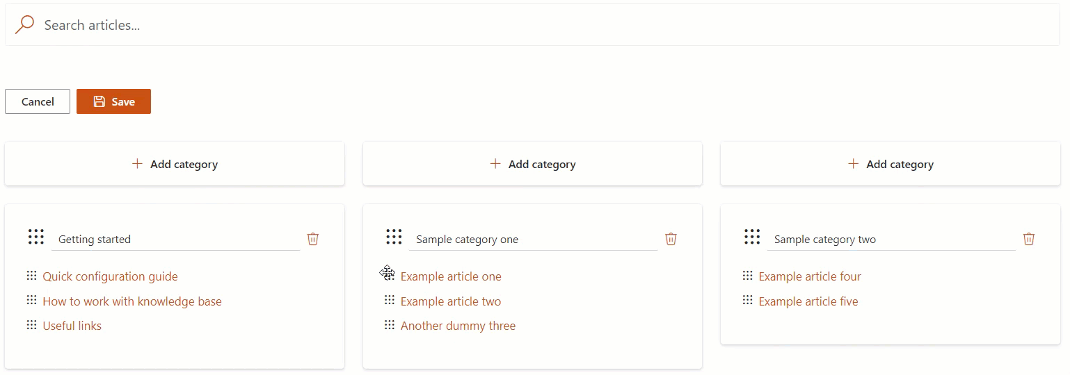 Knowledge base assign article to category