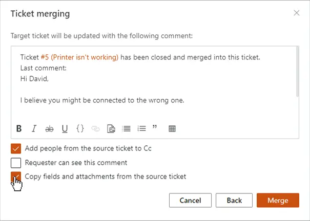 Merge confirmation