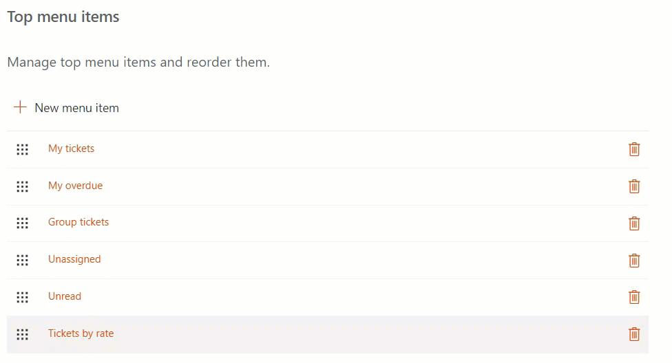 Change the items order