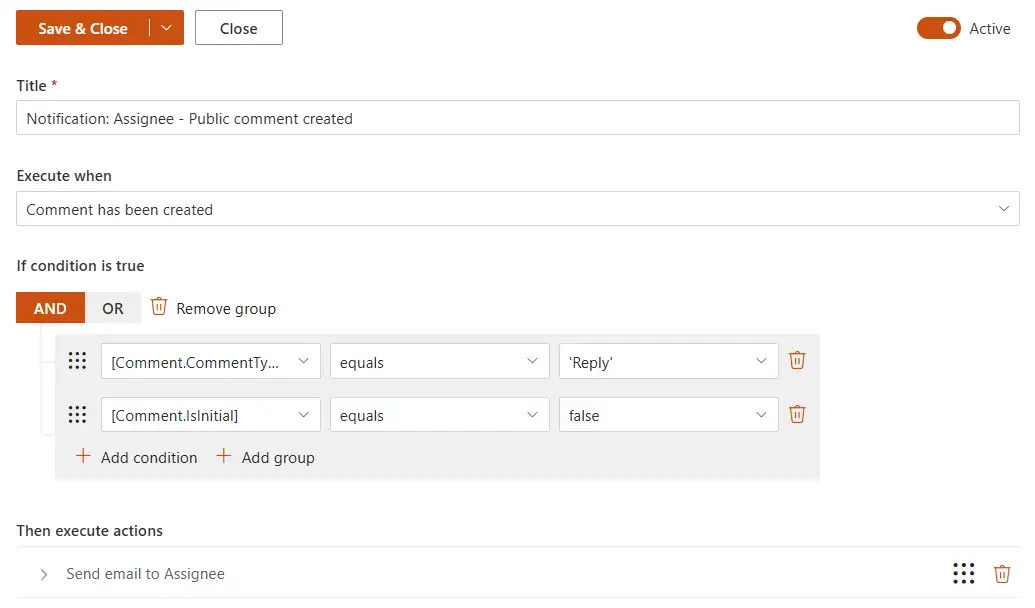 Assignee - Public comment created
