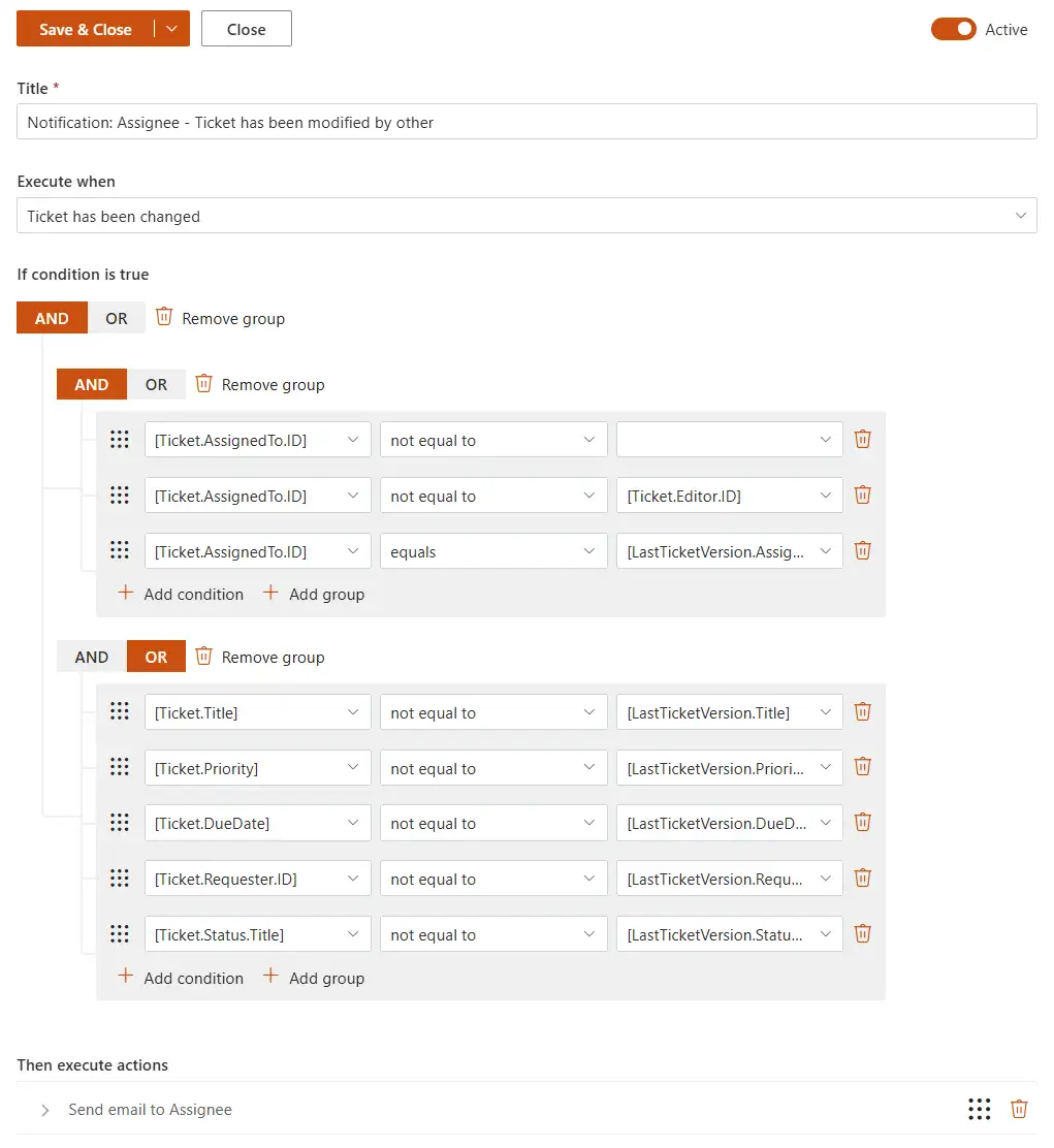 Assignee - Ticket has been modified by other