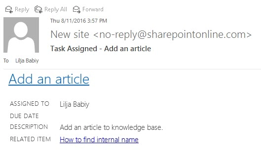 Email notification