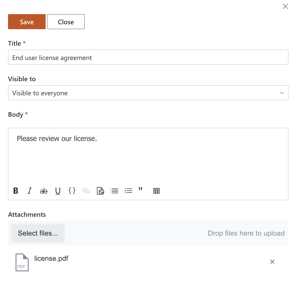 Add attachments to canned response