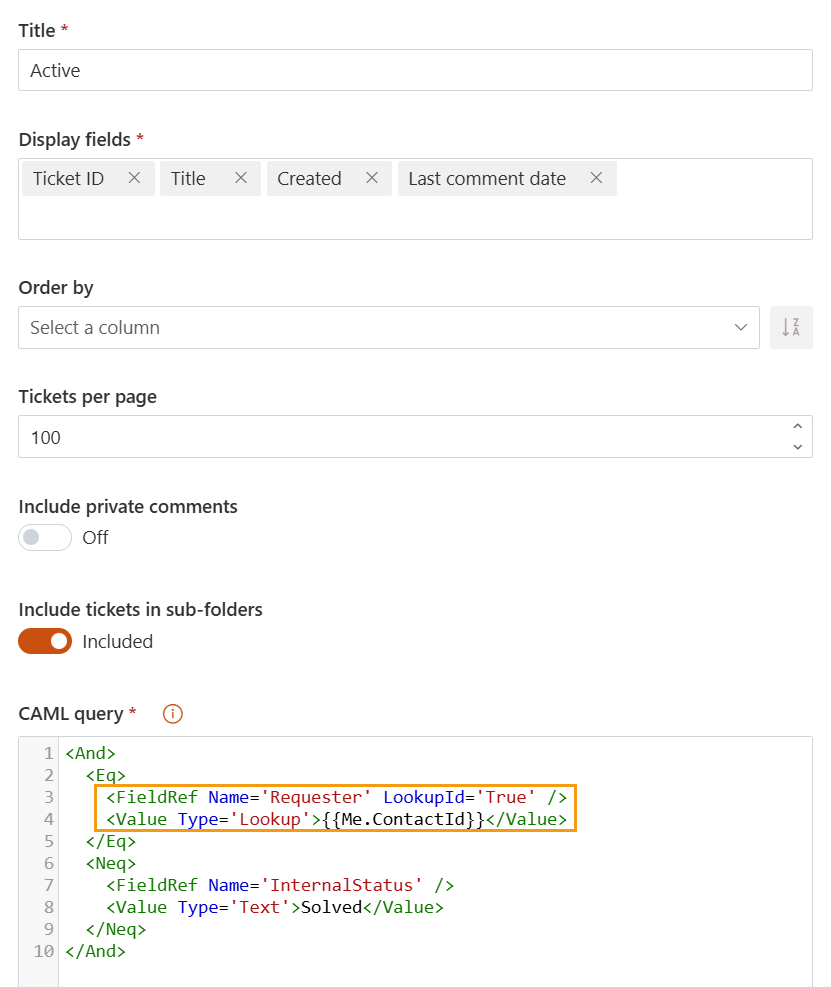 HelpDesk Widget Filter