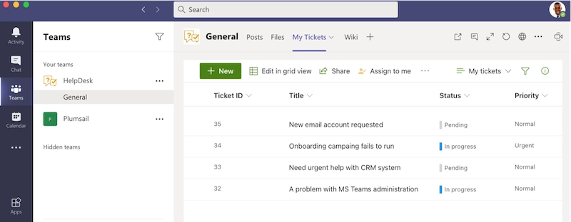 HelpDesk Home page