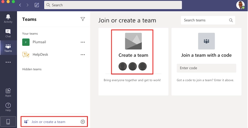 Create a team