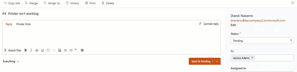 Insert canned response with attachment to your answer
