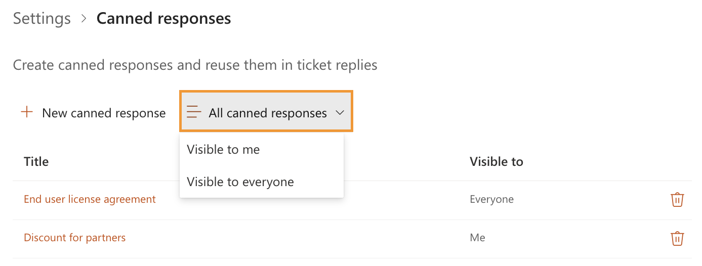 Filtering responses by visibility