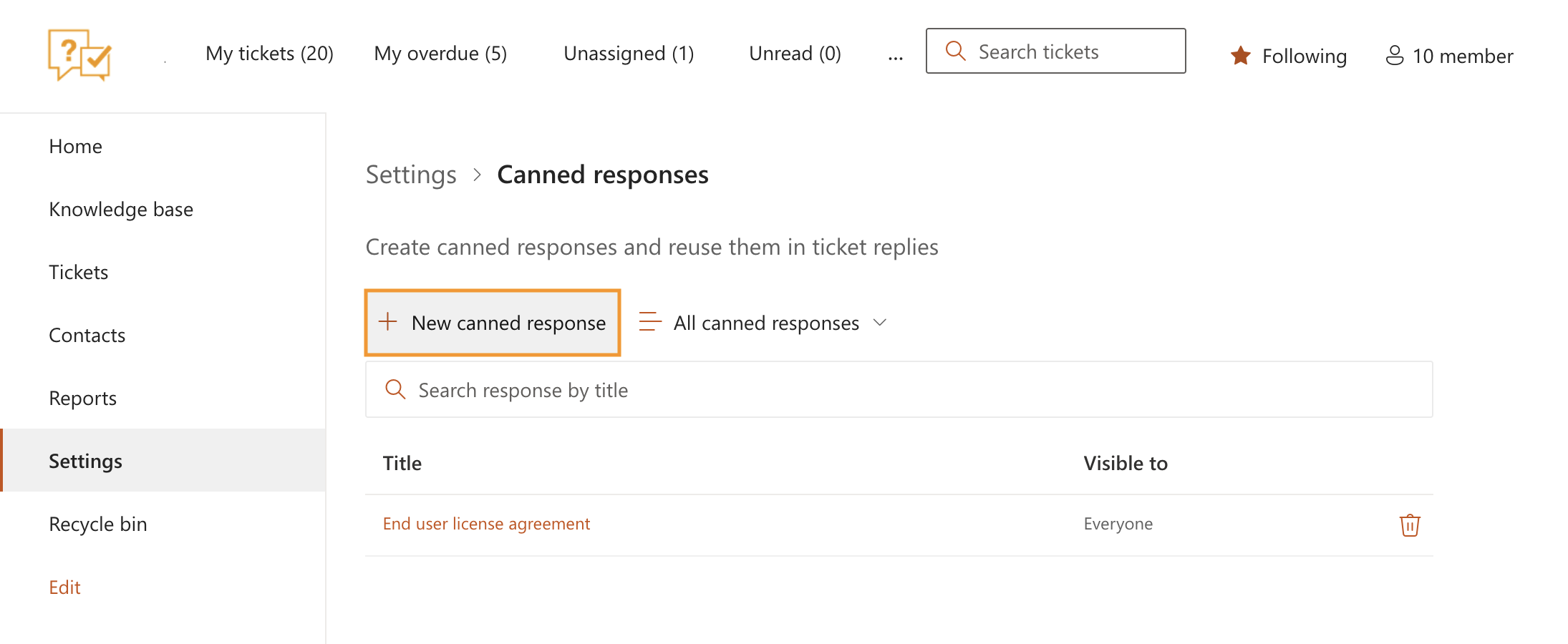 New Canned Responses
