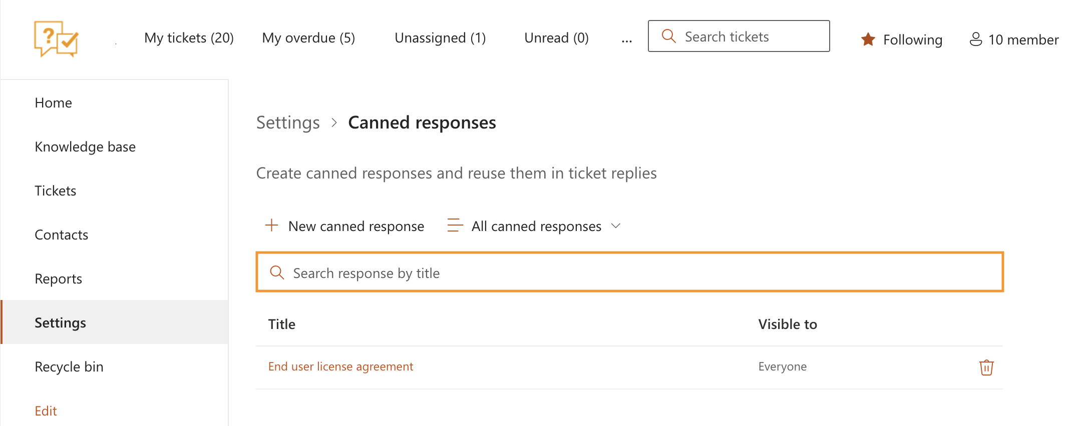 Search response by title