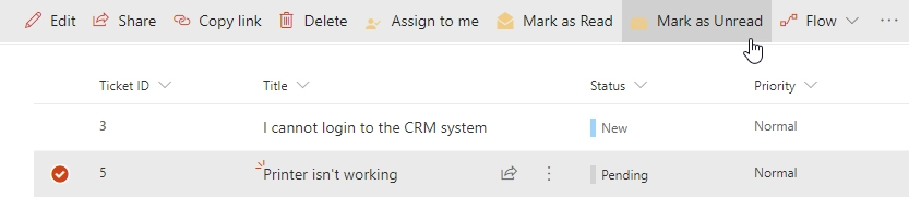 HelpDesk Unread button