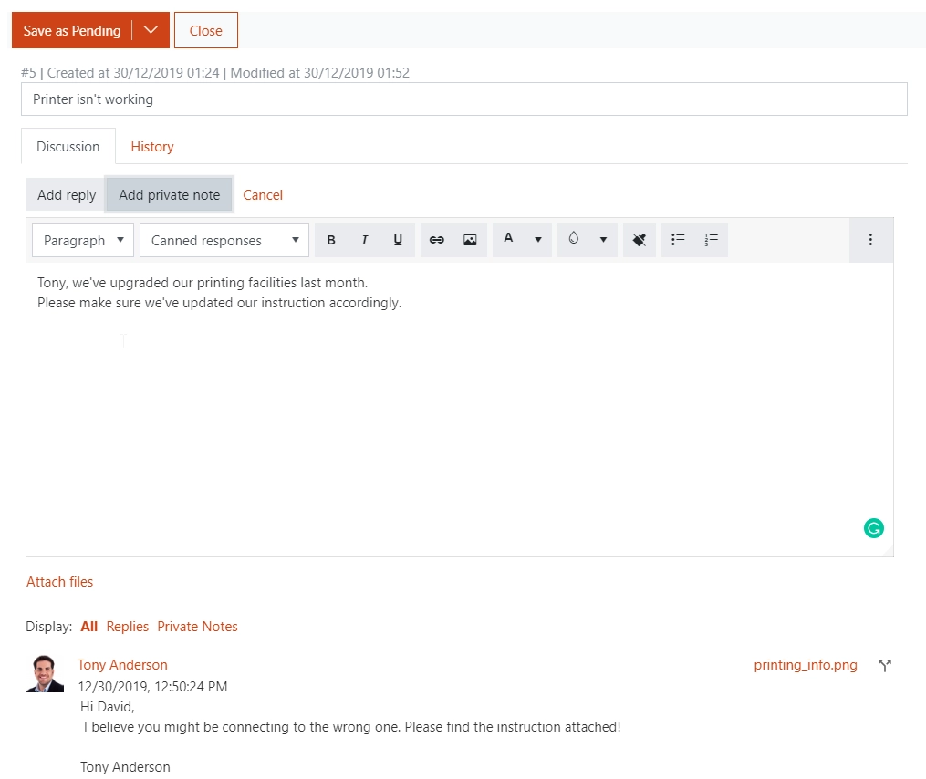 Edit Ticket Comment