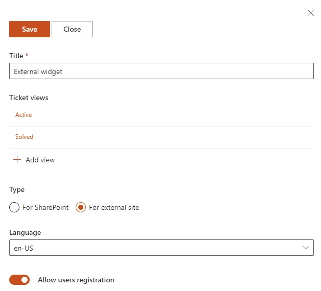 Create new widget