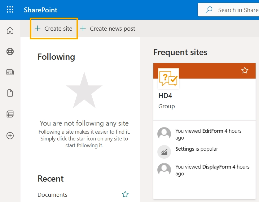 SharePoint user interface