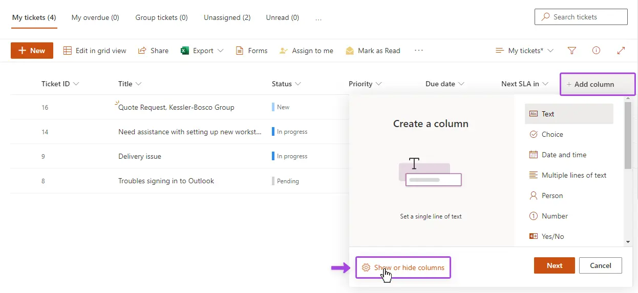 Show additional SLA metrics in the Tickets view