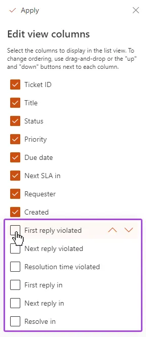 Show additional SLA metrics in the Tickets view