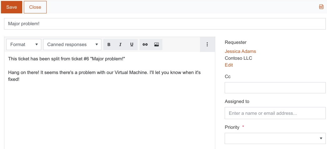 New ticket with predefined fields