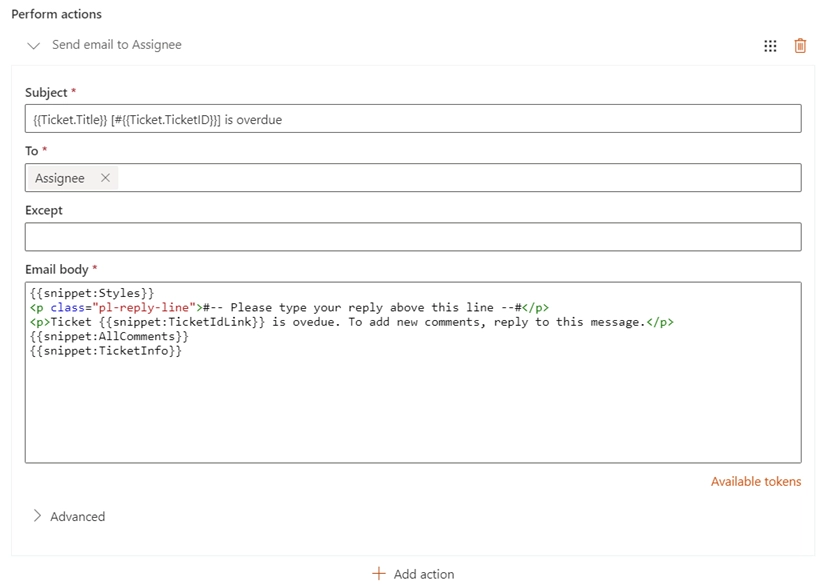 Condition for task