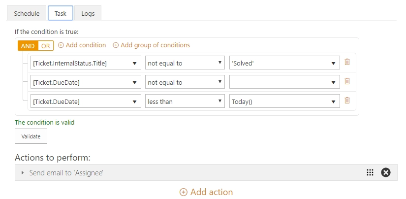 Condition for task