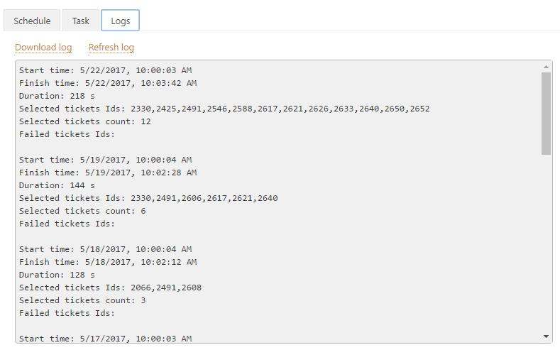 Task's logs