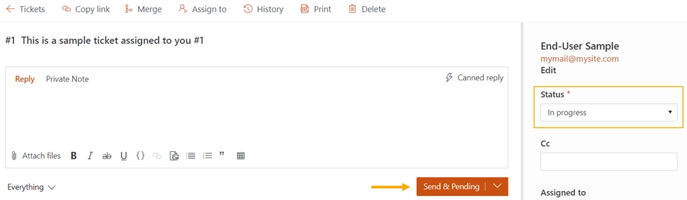 Ticket Statuses Forms Elements