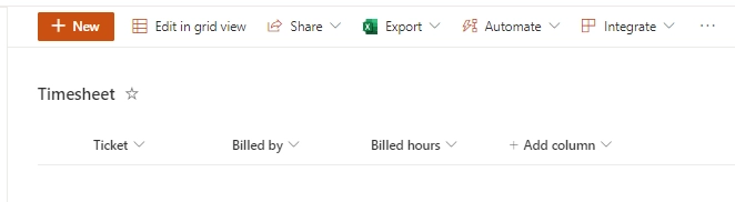 Timesheet structure