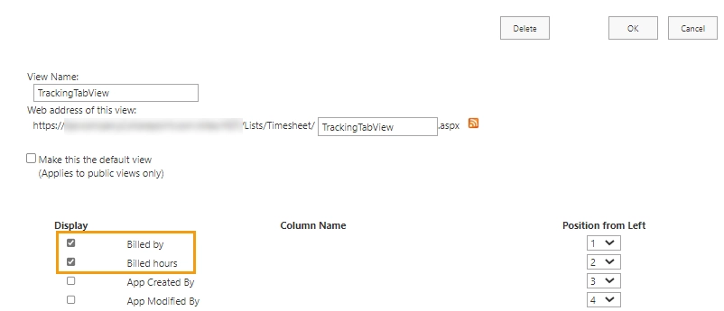 Tracking tab view