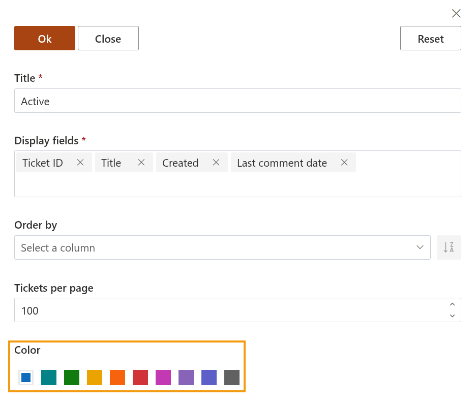 HelpDesk Web Widget available color settings