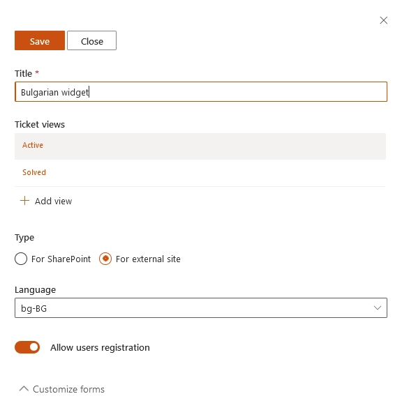 Widget Custom Language