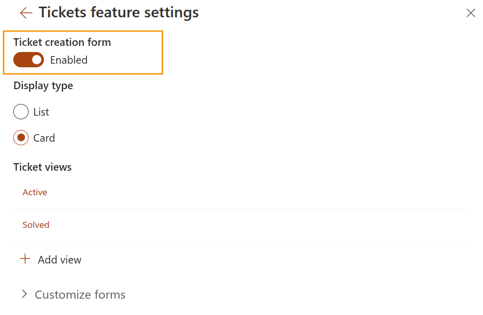 HelpDesk Web Widget with enabled ticket creation form option in settings