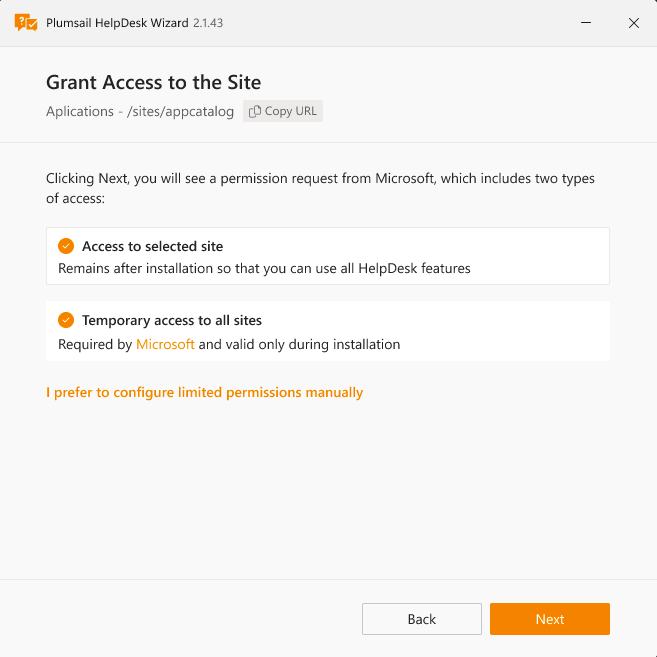 Grant Permissions for HelpDesk app