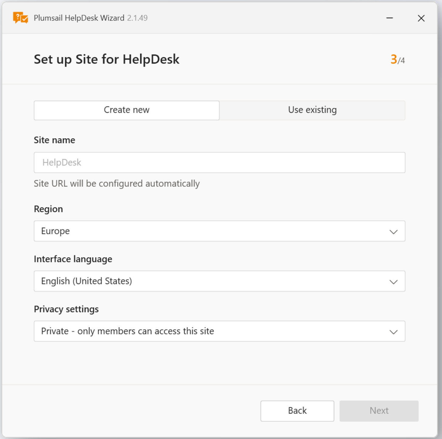 HelpDesk Site Name