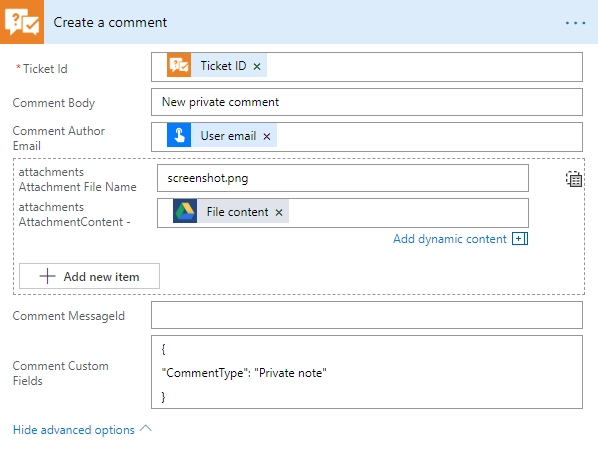Create comment example
