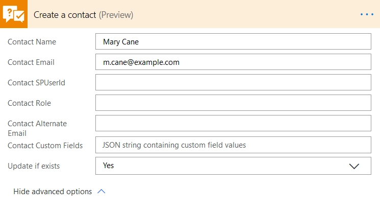 Create contact example