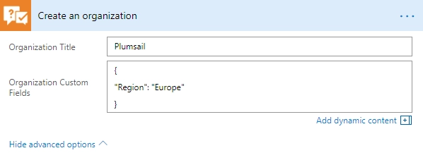 Create organization example