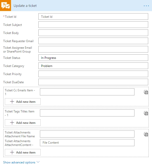 Update a ticket example