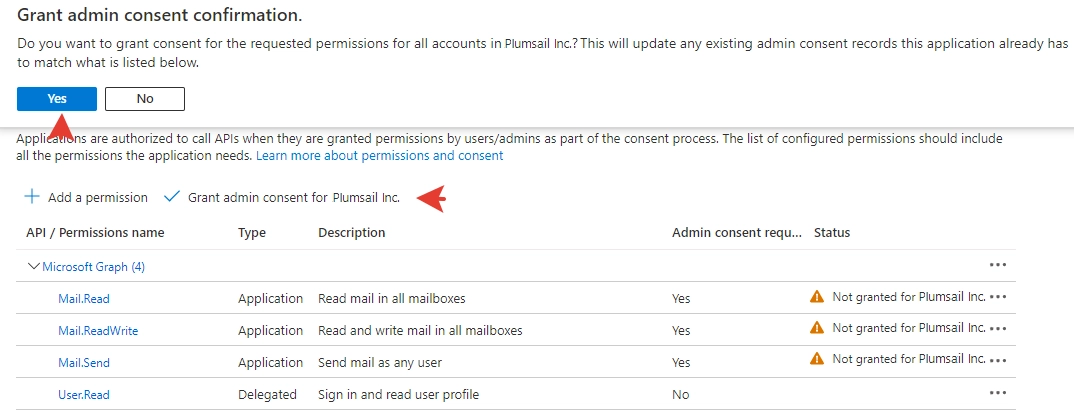 Grant permissions