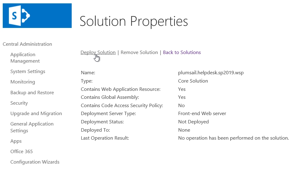 Solution deployment