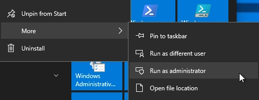 Running as administrator